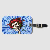 Blues der gefärbte Krawatte mit Schädel und Rose Gepäckanhänger (Vorderseite (Horizontal))