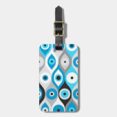 Blues des griechischen Bösen Auges und des Graues Gepäckanhänger (Vorderseite vertikal)