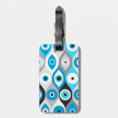 Blues des griechischen Bösen Auges und des Graues Gepäckanhänger (Rückseite vertikal)