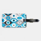 Blues des griechischen Bösen Auges und des Graues Gepäckanhänger (Rückseite horizontal)