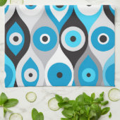 Blues des griechischen Bösen Auges und des Graues Geschirrtuch (Gefaltet)