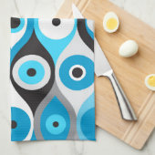 Blues des griechischen Bösen Auges und des Graues Geschirrtuch (Viertel Falte)