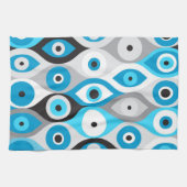 Blues des griechischen Bösen Auges und des Graues Geschirrtuch (Horizontal)