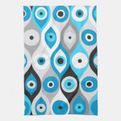 Blues des griechischen Bösen Auges und des Graues Geschirrtuch (Vertikal)