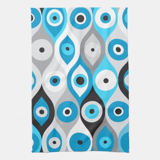 Blues des griechischen Bösen Auges und des Graues Geschirrtuch (Vertikal)