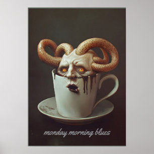 Blues des Koffeinspiegels am Montagmorgen Poster