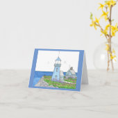 Blues des Leuchtturms; Faltkarte; Dunkelblau Karte (Gelbe Blume)