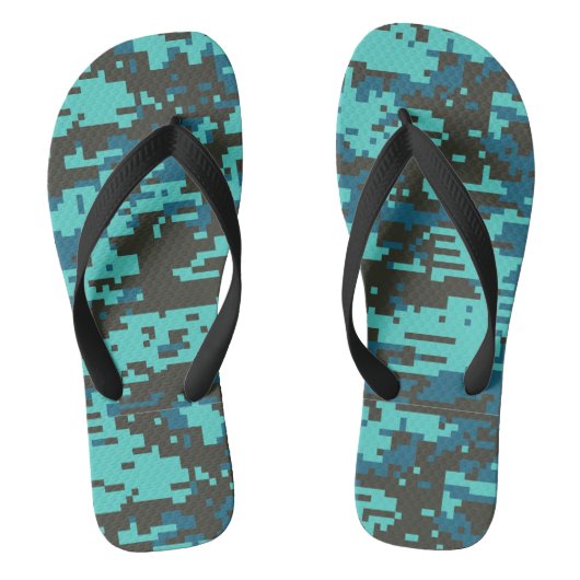Blues Digital-Tarnmuster Badesandalen (Fußbett)