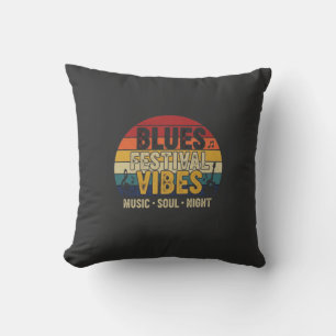 Blues-Festival-Stimmung Vintage-Sonnenuntergangs-M Kissen