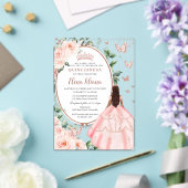Blues Floral Brocess Rose Gold Quinceañera Acryleinladungen (In Situ (Hochzeit))