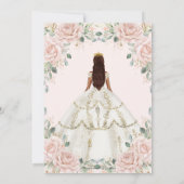 Blues Floral White Dress Princess Gown Quinceañera Einladung (Rückseite)