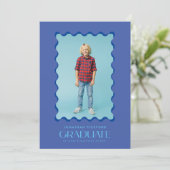 Blues Foto 2025 Elementare Graduate Wavy Frame Ankündigung (Stehend Vorderseite)