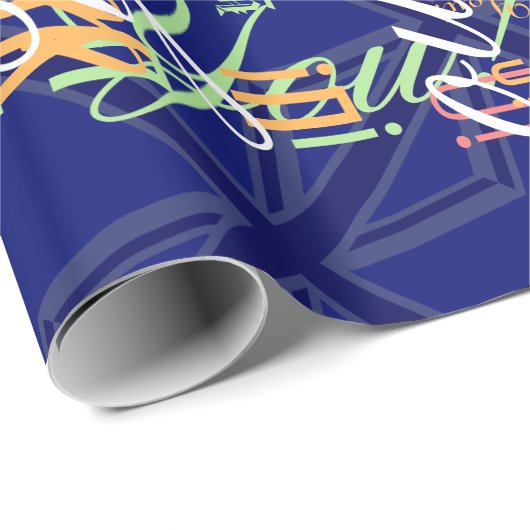 Blues für eine britische Flagge der Union Geschenkpapier (Rolleneckpunkt)