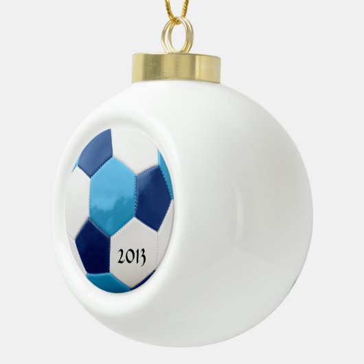 Blues Fußball Keramik Kugel-Ornament (Rechts)