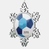 Blues Fußball Schneeflocken Zinn-Ornament (Rechts)