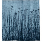 Blues Getrocknete Pflanze Primitive Gingham Duschvorhang (Vorderseite)