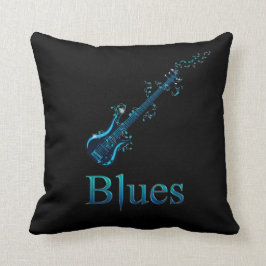 Blues-Gitarren-Schwarz-Musikthrow-Kissen Kissen