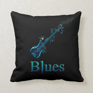 Blues-Gitarren-Schwarz-Musikthrow-Kissen Kissen