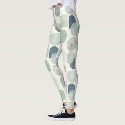 Blues Gray Soft Grüntöne Circles Seamless Patches Leggings (Links)