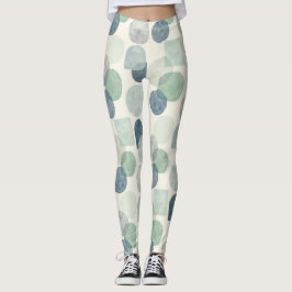Blues Gray Soft Grüntöne Circles Seamless Patches Leggings