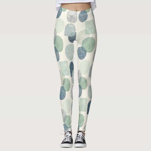 Blues Gray Soft Grüntöne Circles Seamless Patches Leggings (Vorderseite)