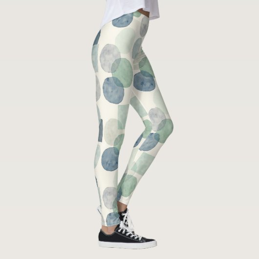 Blues Gray Soft Grüntöne Circles Seamless Patches Leggings (Rechts)