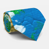 Blues, Grüntöne und Gold Abstrakt Krawatte (Gerollt)