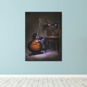 Blues Guitar und Vorsitzende Leinwanddruck (Insitu (Holzboden))
