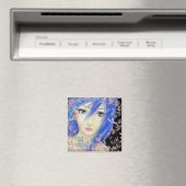 Blues Hair Original Anime Girl Magnet (In Situ (Geschirrspüler))