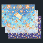 Blues Hanukkah Chanukah Watercolor Muster Menorah Geschenkpapier Set<br><div class="desc">Dieses Design entstand durch digitale Kunst. Es kann im vorgesehenen Raum personalisiert sein. Kontaktieren Sie mich unter colorflowcreations@gmail.com , wenn Sie dieses Design für ein anderes Produkt haben möchten. Kaufen Sie meine originale abstrakte Acrylmalerei zum Verkauf unter www.etsy.com/shop/colorflowart. Sehen Sie mehr meiner Kreationen oder folgen Sie mir unter www.facebook.com/colorflowcreations, www.instagram.com/colorflowcreations,...</div>