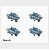 Blues Harmonica Flash Art Ovaler Aufkleber (Blatt)