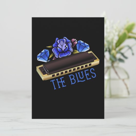 Blues Harmonica Music Sound Acoustic Jazz Geschenk Einladung (Stehend Vorderseite)