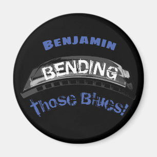 Blues harmonica Spieler Biegen Spaß Musiker Magnet