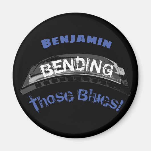 Blues harmonica Spieler Biegen Spaß Musiker Magnet (Vorne)