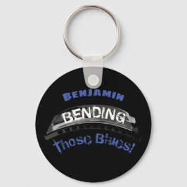 Blues harmonica Spieler Biegen Spaß Musiker Schlüsselanhänger