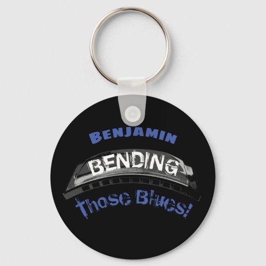 Blues harmonica Spieler Biegen Spaß Musiker Schlüsselanhänger (Vorderseite)