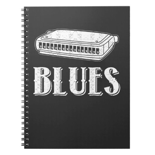 Blues-Harmonika-Geschenk - Retro Grafik Notizblock (Vorderseite)