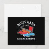 Blues Harp Harmonica Instrument Akustik Band Gesch Postkarte (Vorne/Hinten)