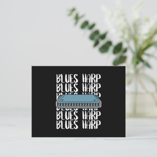 Blues Harp Harmonica Musikinstrument Geschenk Postkarte (Stehend Vorderseite)