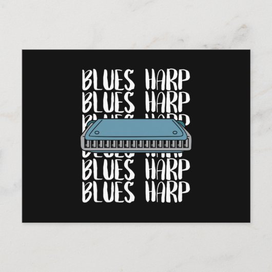 Blues Harp Harmonica Musikinstrument Geschenk Postkarte (Vorderseite)