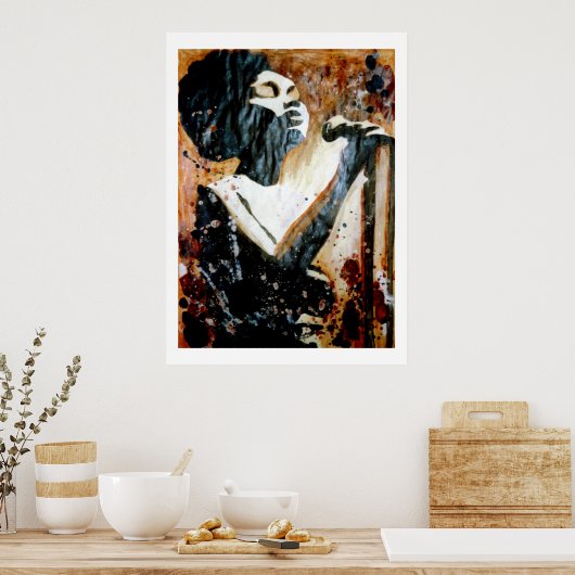 Blues in braunem Großplakat Poster (Küche)