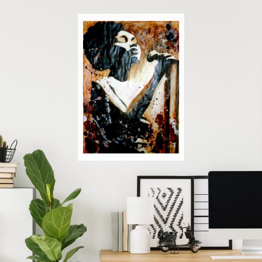 Blues in braunem Großplakat Poster (Heimbüro)