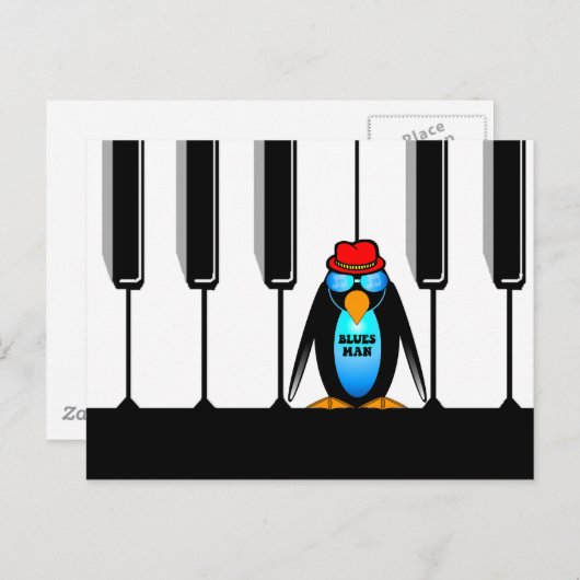 Blues Man Piano Postkarte (Vorne/Hinten)