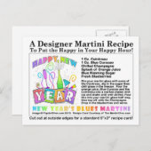Blues Martini Rezept für das neue Jahr Postkarte (Vorne/Hinten)