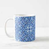 Blues mediterrane Aquarellbilder auf blass blau Kaffeetasse (Links)