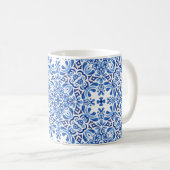 Blues mediterrane Aquarellbilder auf Weiß Kaffeetasse (VorderseiteRechts)