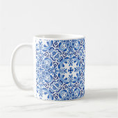Blues mediterrane Aquarellbilder auf Weiß Kaffeetasse (Links)