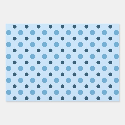 Blues mit Punkten Ergänzendes Set von 3 Gruppen Geschenkpapier Set (Vorderseite)