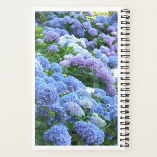 Blues Muse Hydrangeas Spiral Notebook Planer (Rückseite)