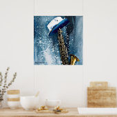 Blues Mused AI Fantasy Digital Art Print Jazz Poster (Küche)